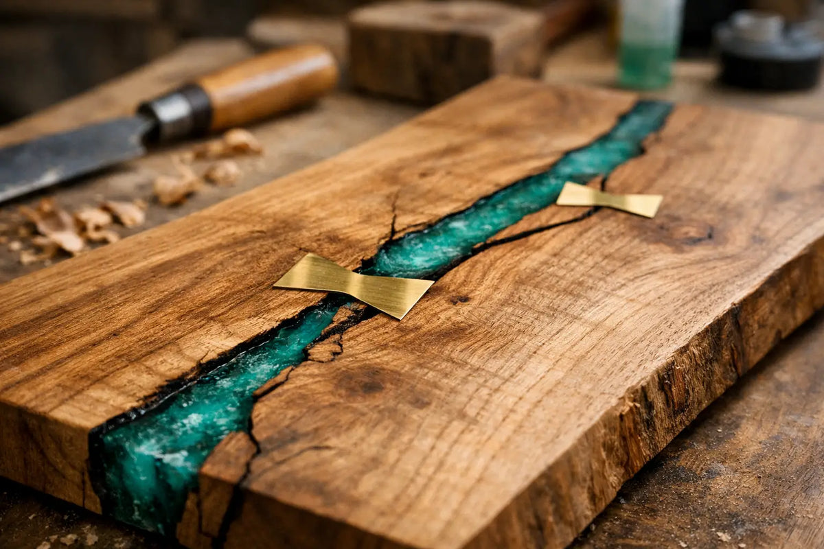 Holzrisse mit Inlays stabilisieren im Möbelbau