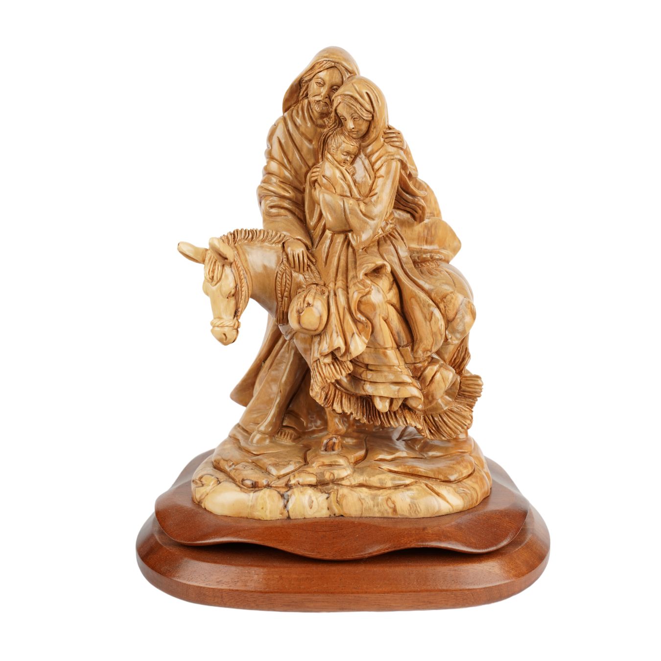 Flucht nach Ägypten – Handgeschnitzte Olivenholzskulptur aus Bethlehem (30 cm)