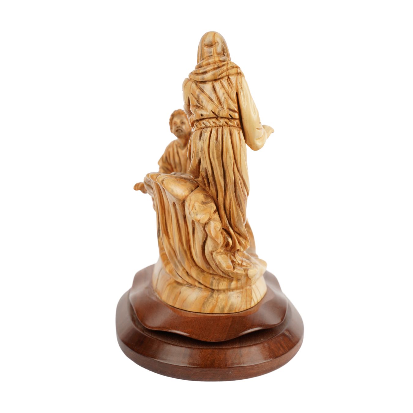 Handgeschnitzte Szene „Jesus rettet Petrus“ – Exklusive Olivenholzskulptur aus Bethlehem (23 cm)