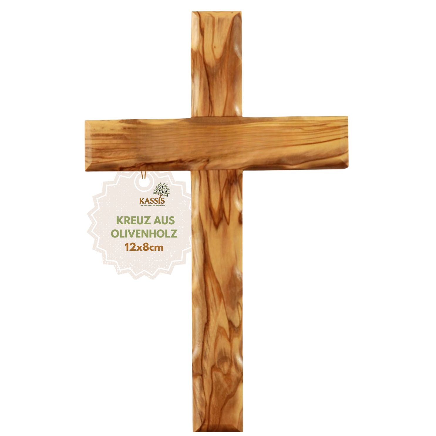 Schlichtes Wandkreuz aus Olivenholz