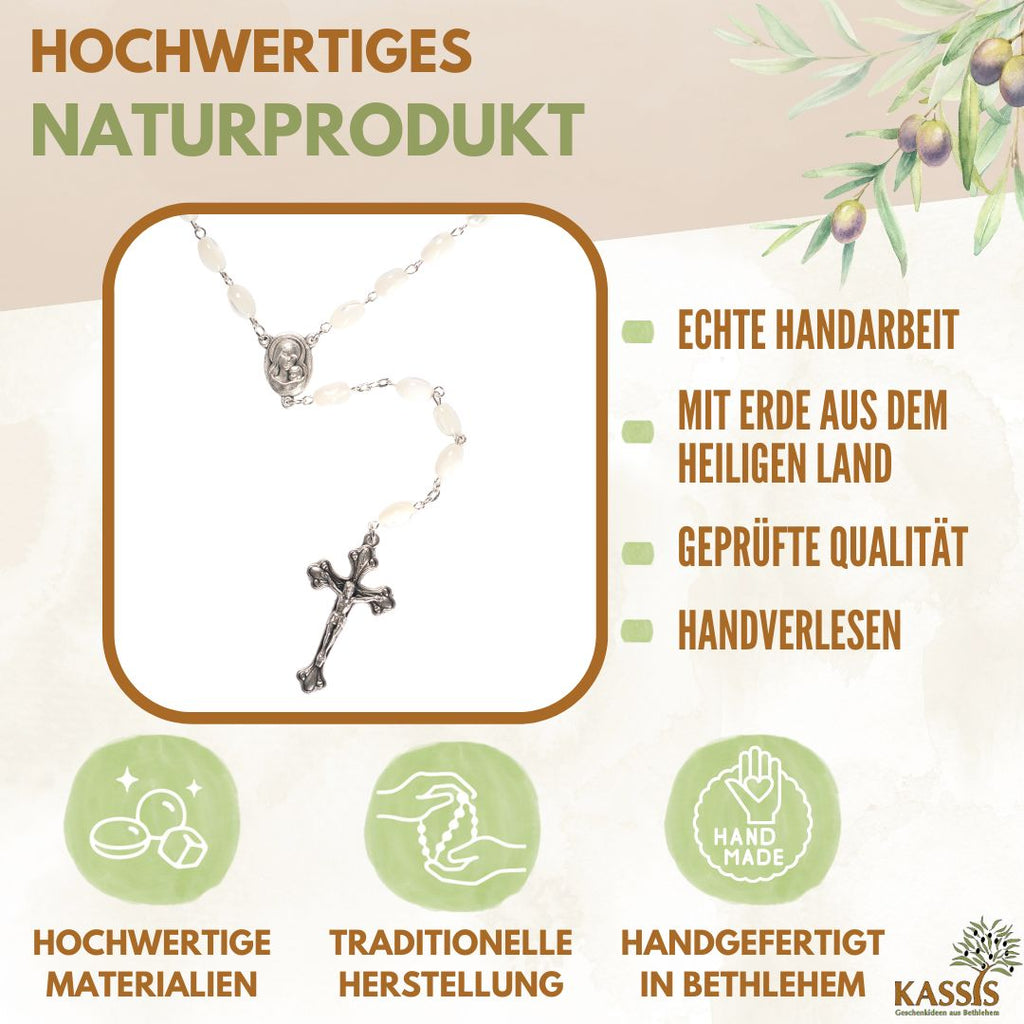 Rosenkranz mit ovalen Perlen aus Perlmutt