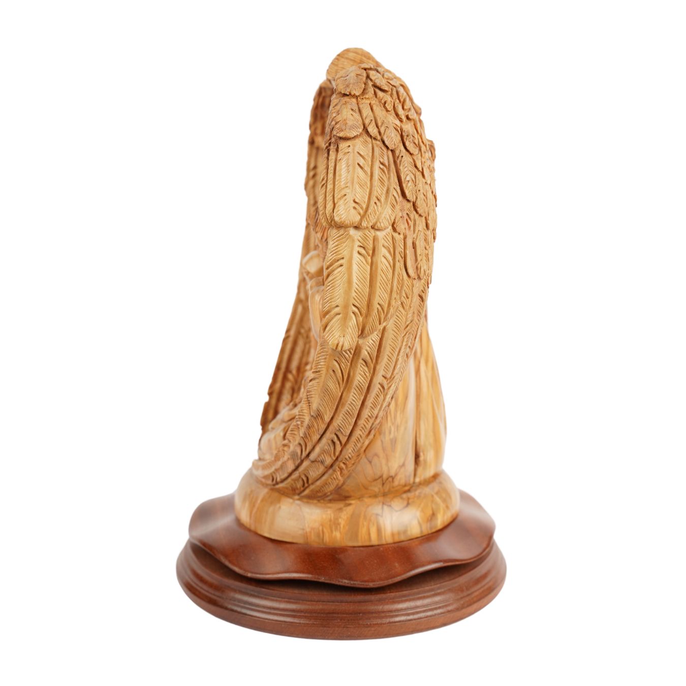 Handgeschnitzte Krippenszene mit Engel – Olivenholzskulptur aus Bethlehem (30 cm)