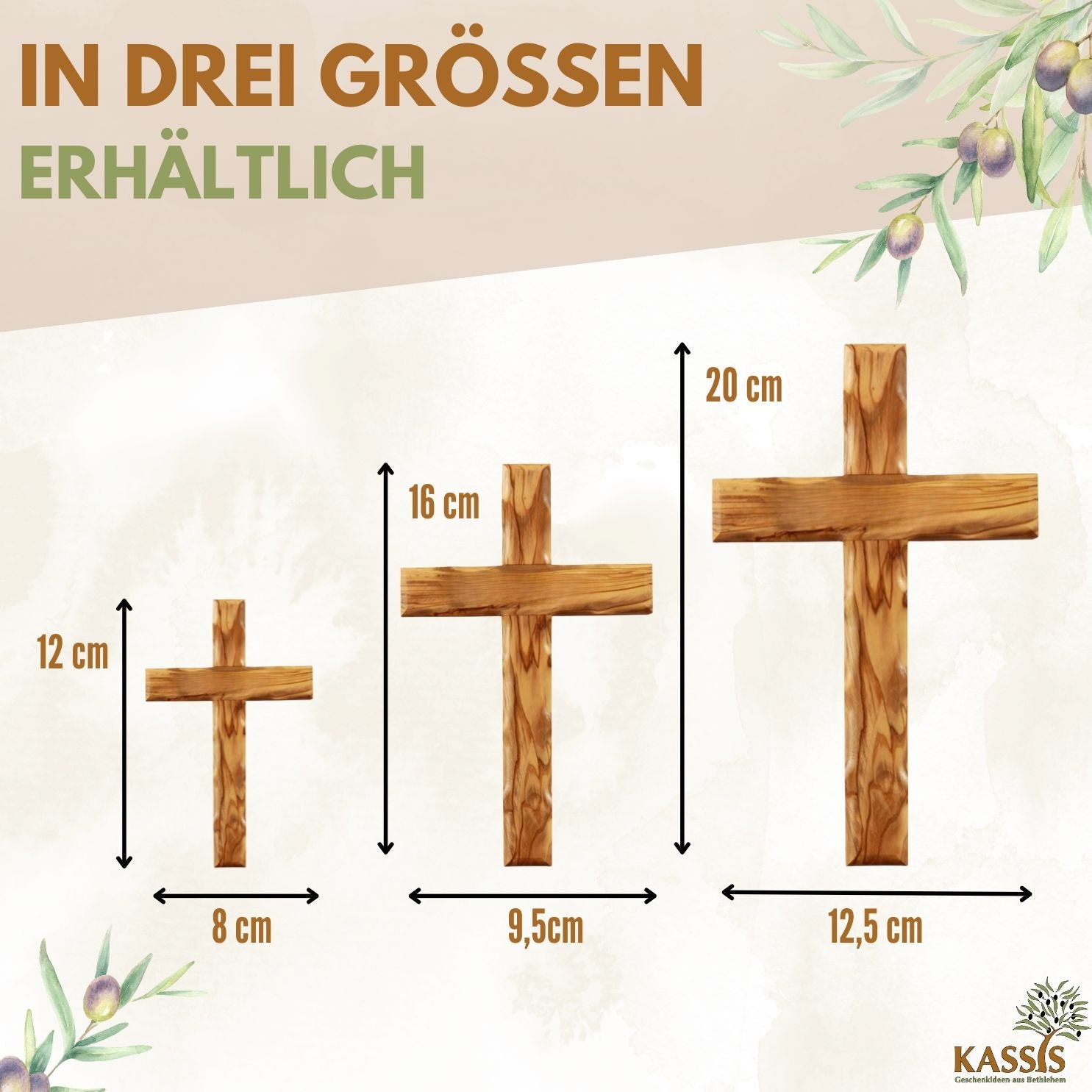 Schlichtes Wandkreuz aus Olivenholz