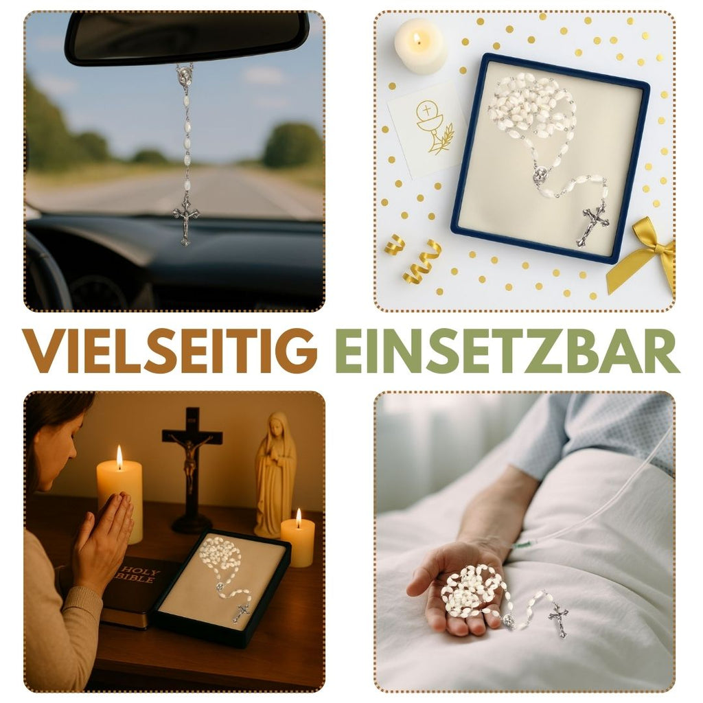 Rosenkranz mit ovalen Perlen aus Perlmutt