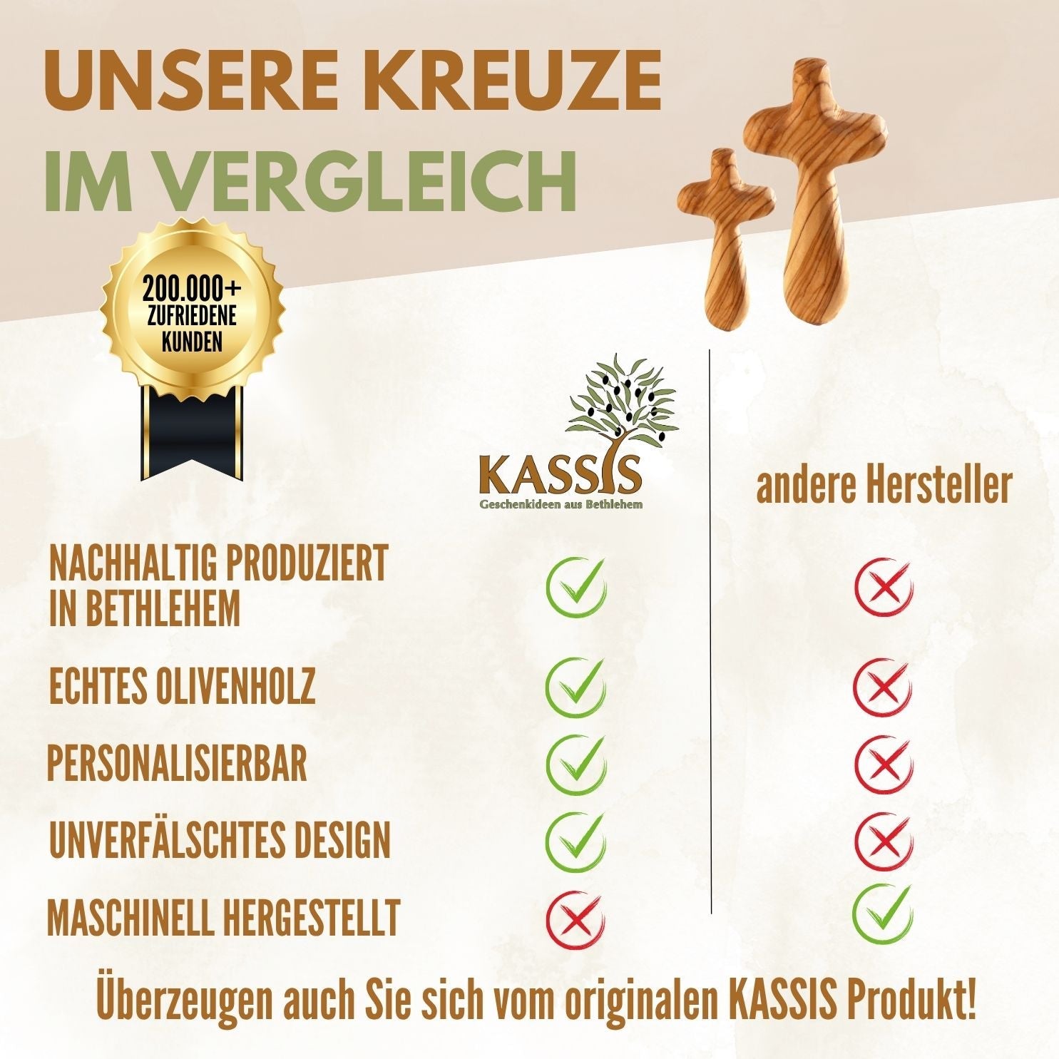 Olivenholz Kreuz Handschmeichler