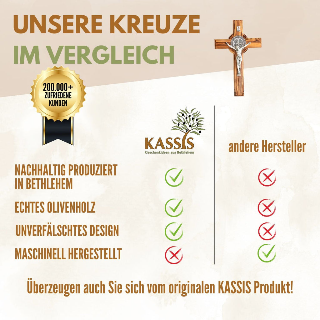 St. Benedikt Kreuz aus Olivenholz