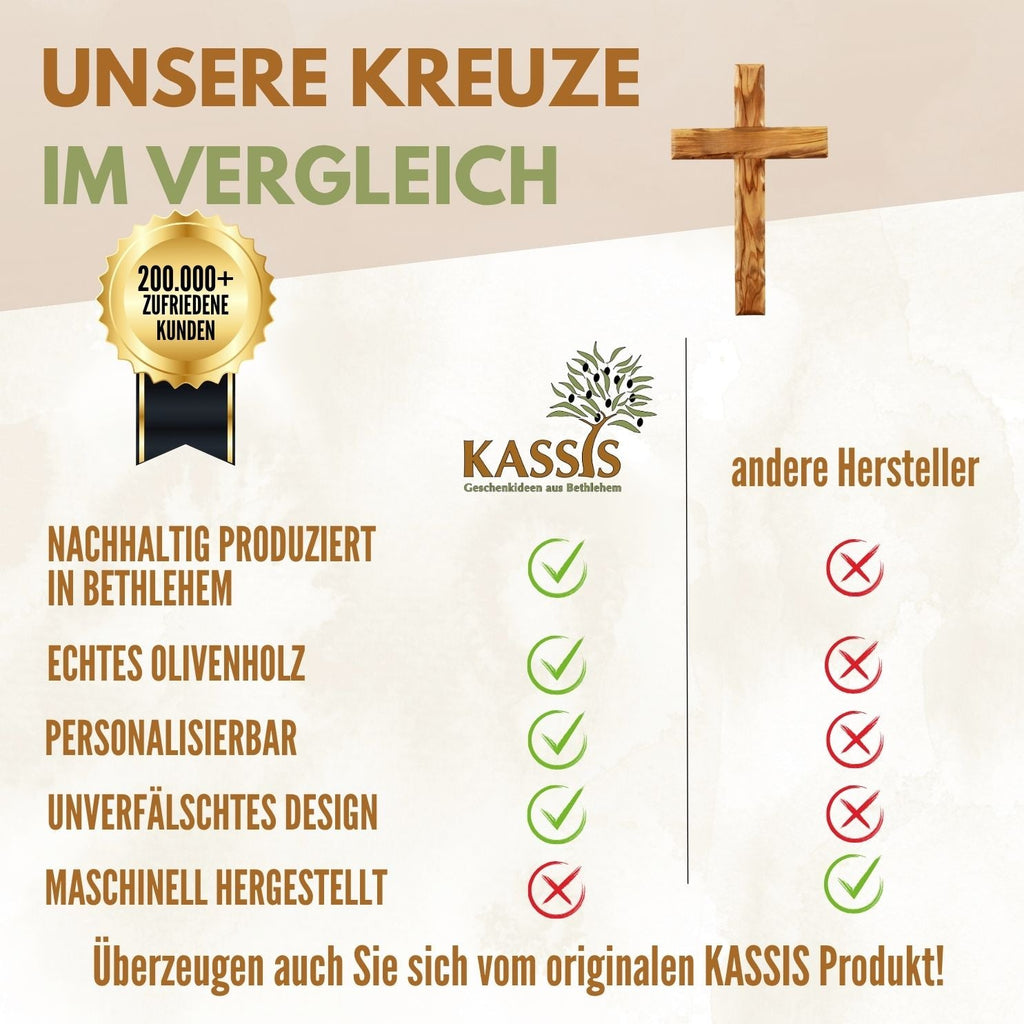 Schlichtes Wandkreuz aus Olivenholz