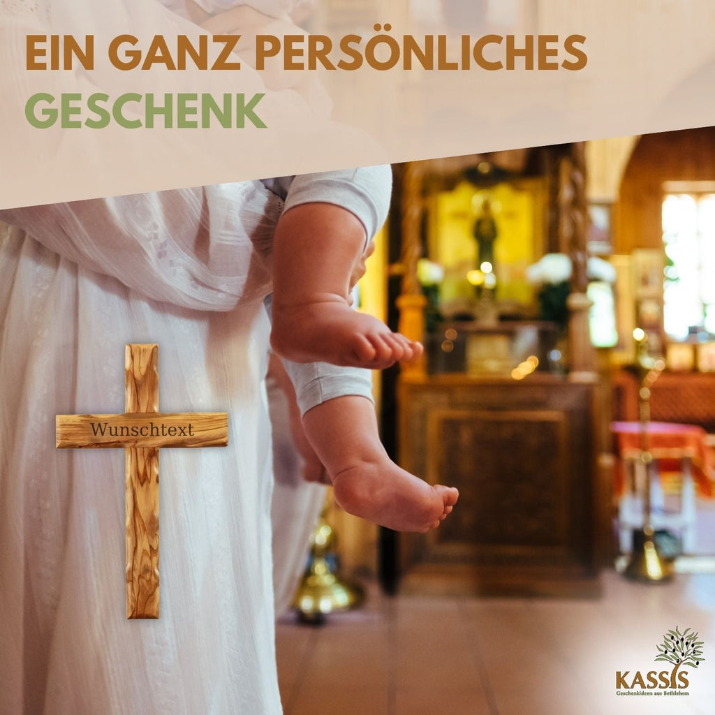 Schlichtes Wandkreuz aus Olivenholz