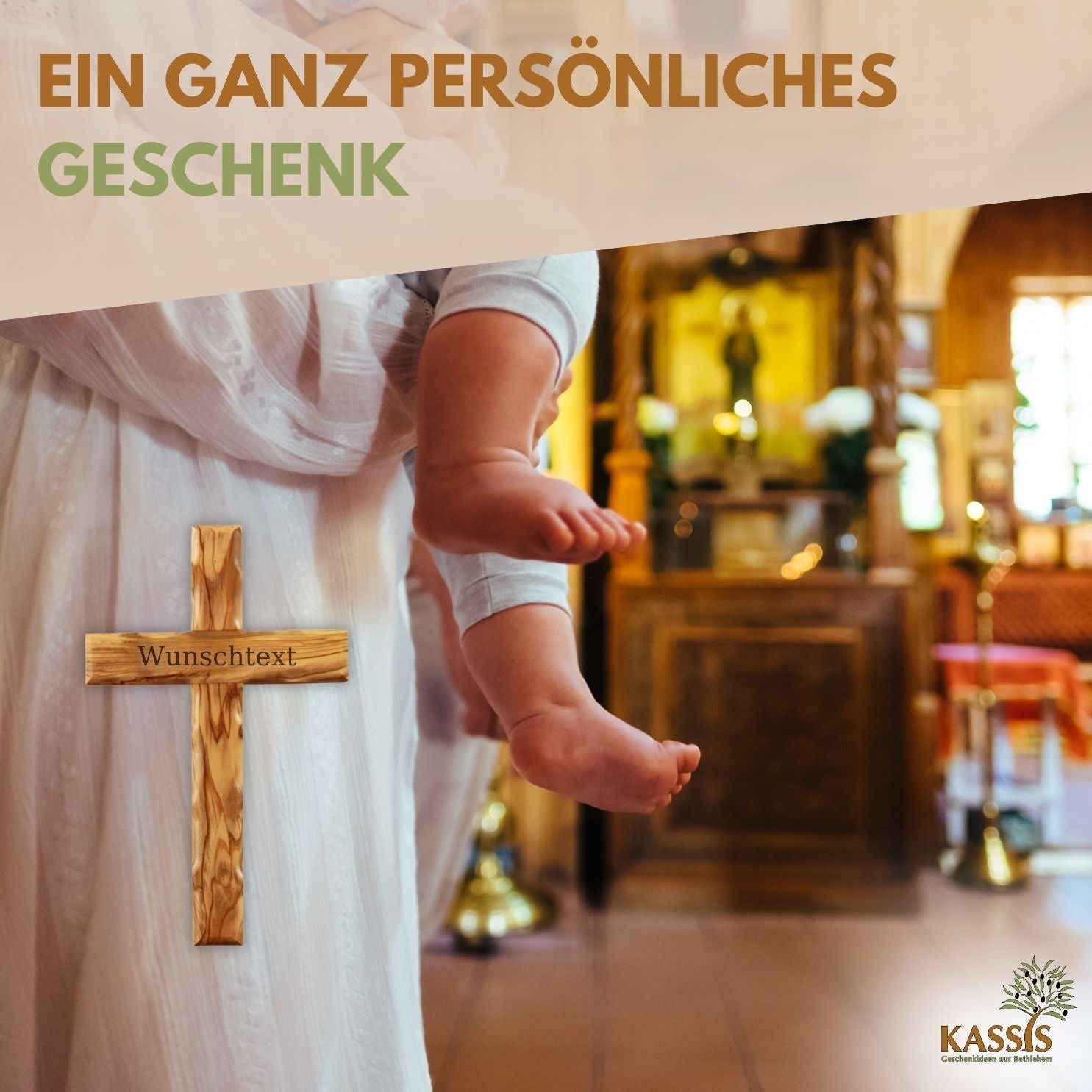 Schlichtes Wandkreuz aus Olivenholz