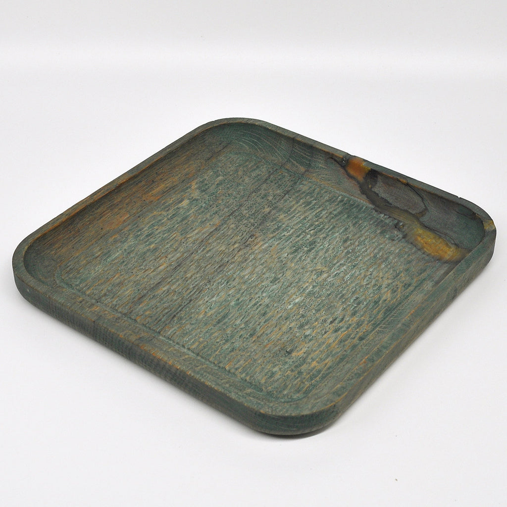 Holzschale Eiche – Unikat aus Massivholz retro green blue